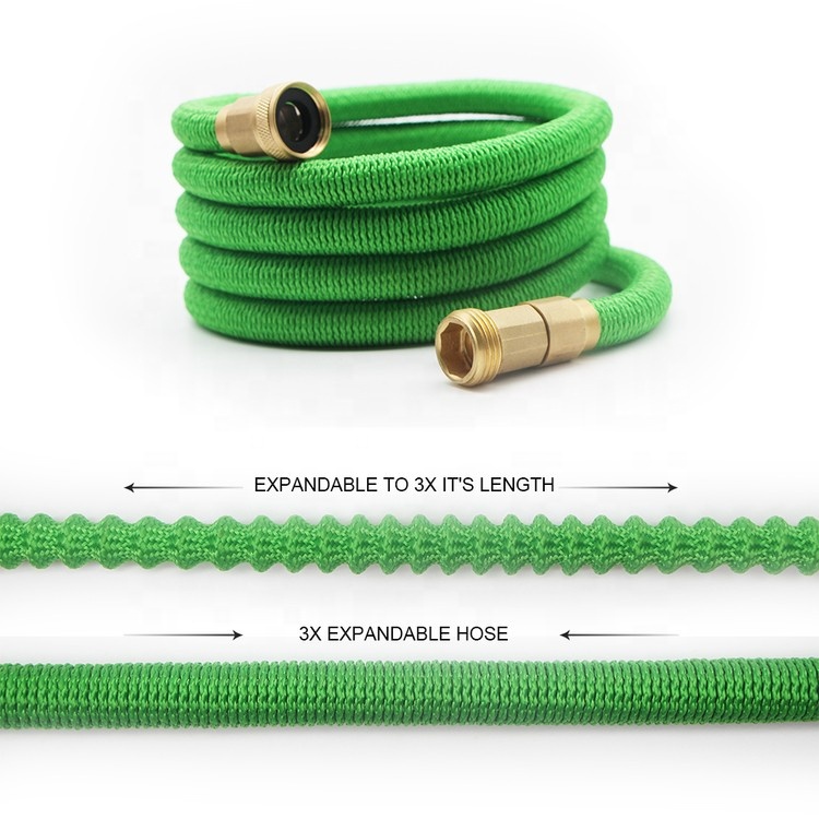 Flexible rubber garden hose with solid brass fittings