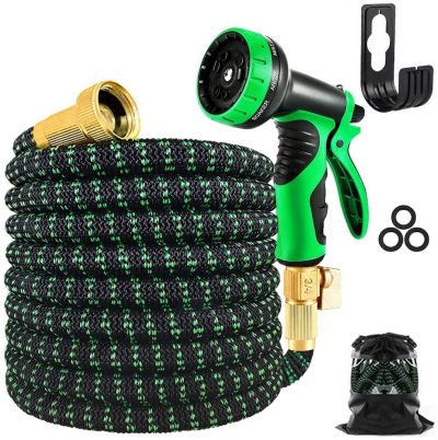 Flexible rubber garden hose with solid brass fittings (5)